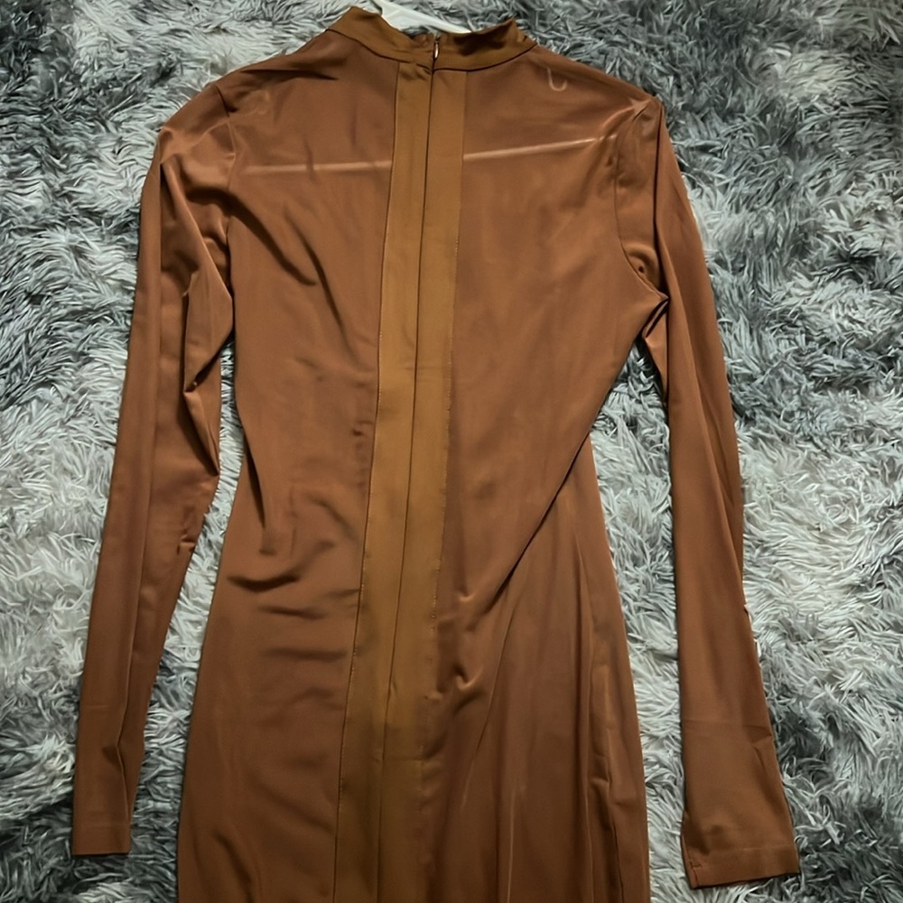 Mesh Brown Midi Dress - Picture 6 of 6